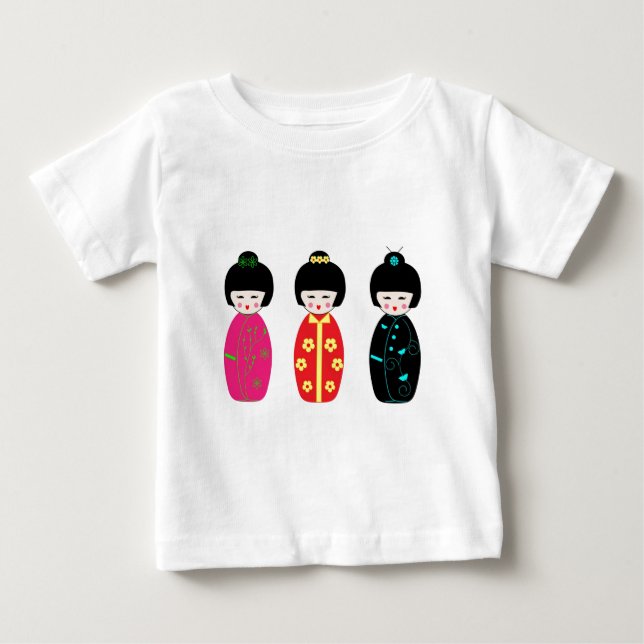 Camiseta Para Bebê Bonecos Asiáticos (Frente)