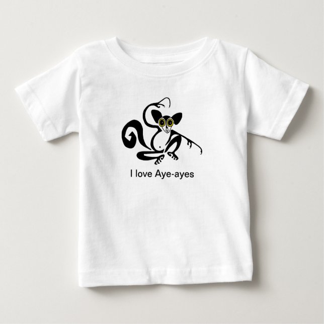 Camiseta Para Bebê Bonita - adoro AYE AYES - Placa gráfica animal - (Frente)