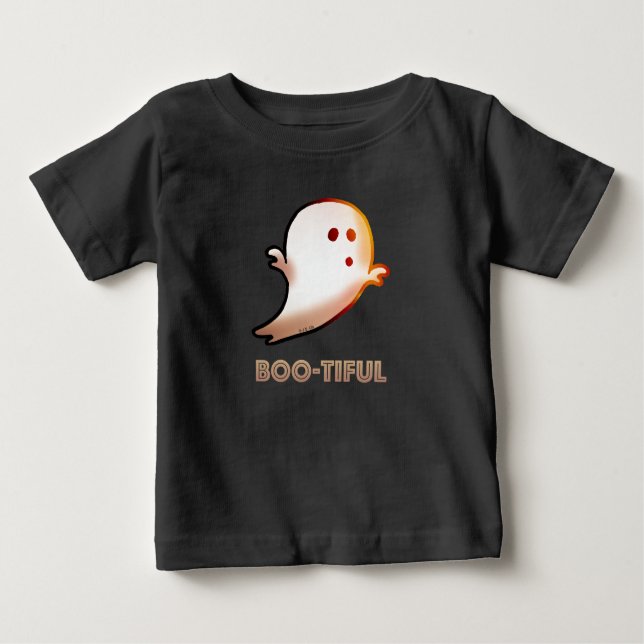 Camiseta Para Bebê Bonita Arte Fantasma do Halloween (Frente)