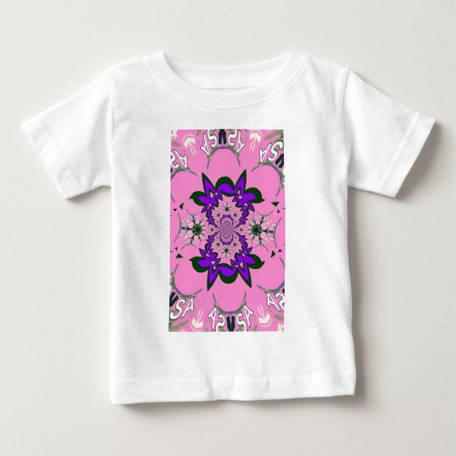 Camiseta Para Bebê Bonita Bebê Rosa Floral Roxo-Forte Arte-Motif (Frente)