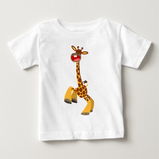 Camiseta Para Bebê Bonita Caricatura Dançando Girafa Bebê T-Shirt (Frente)