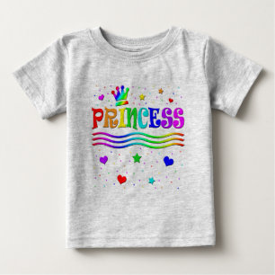 Camiseta Para Bebê Bonita Cartoon Clip Arco Arco-Íris Princesa Tiara