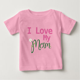 Camiseta Para Bebê Bonita Eu Amo Minha Mãe Menina Rosa