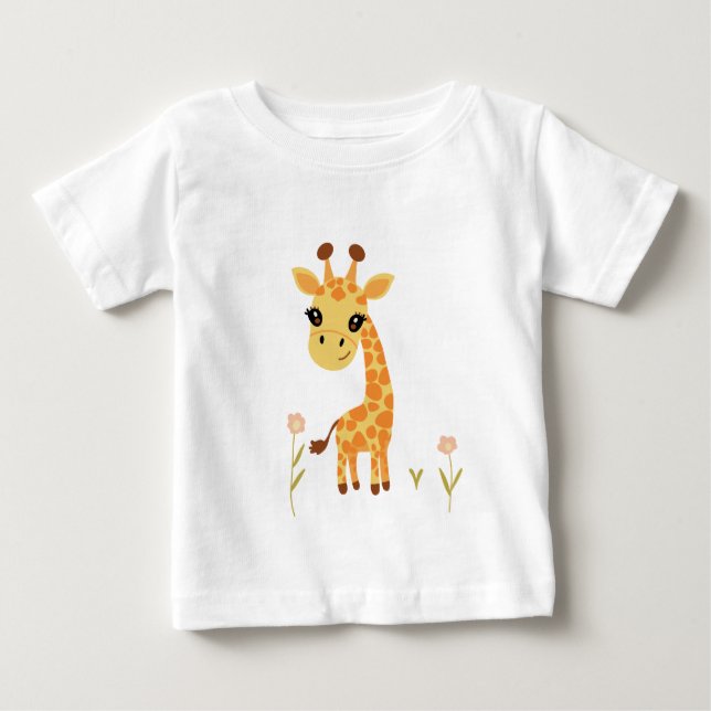 Camiseta Para Bebê Bonita Girafa Boho (Frente)