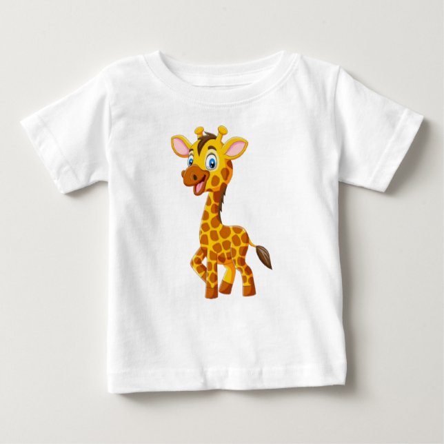 Camiseta Para Bebê Bonita Girafa de Bebê Sorrindo Cartoon (Frente)