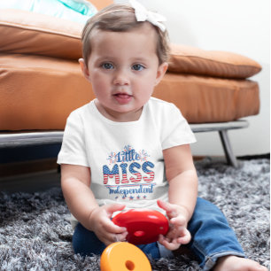Camiseta Para Bebê Bonita Miss Independência 4 de julho