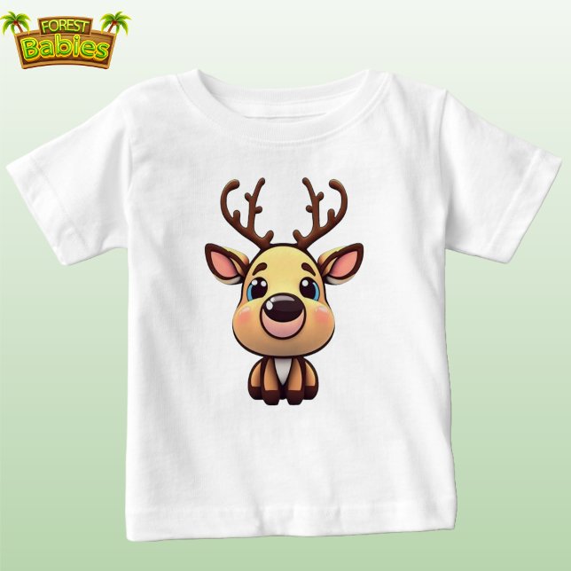 Camiseta Para Bebê Bonita Reindeer Baby Deer Holiday Fawn Cartoon Doc (Cute Reindeer graphic t-shirt Fun Deer Woodland Wildlife Doe Animal Character Fawn Tee baby t shirt)