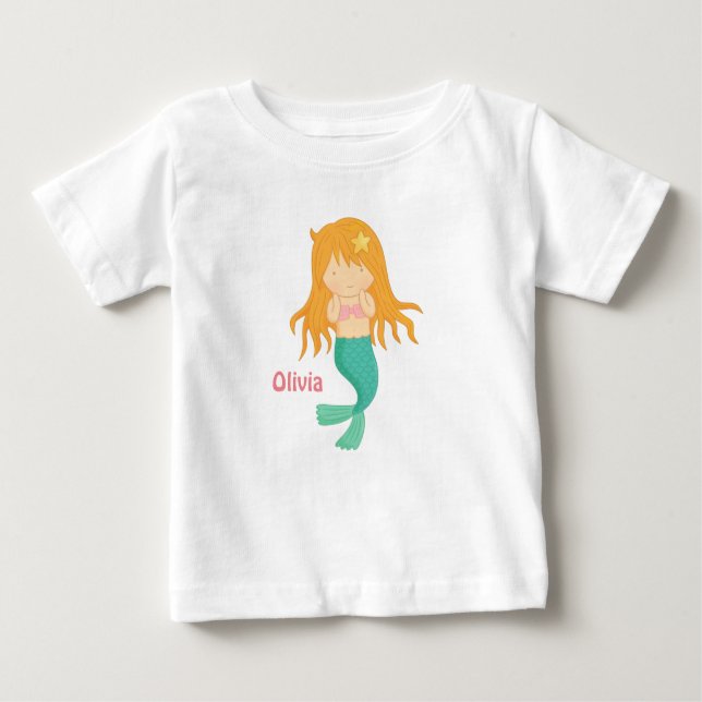 Camiseta Para Bebê Bonita Sereia Para Meninas (Frente)