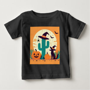 Camiseta Para Bebê Bonita, sudoeste do deserto do Halloween/cacto