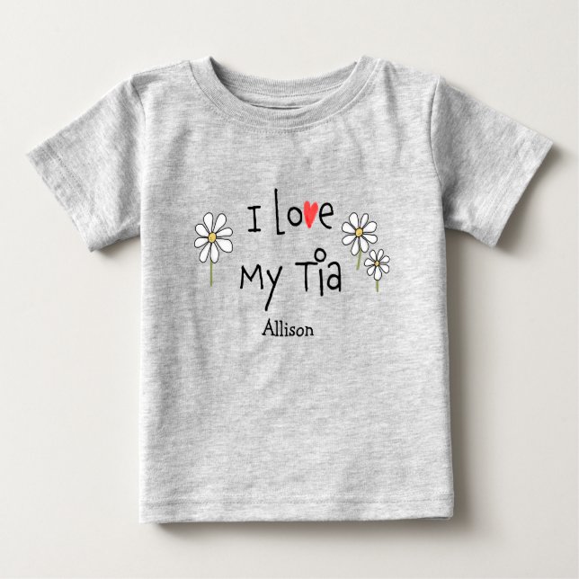 Camiseta Para Bebê Bonita Tendência Adoro Minha Tia Baby Tee (Frente)