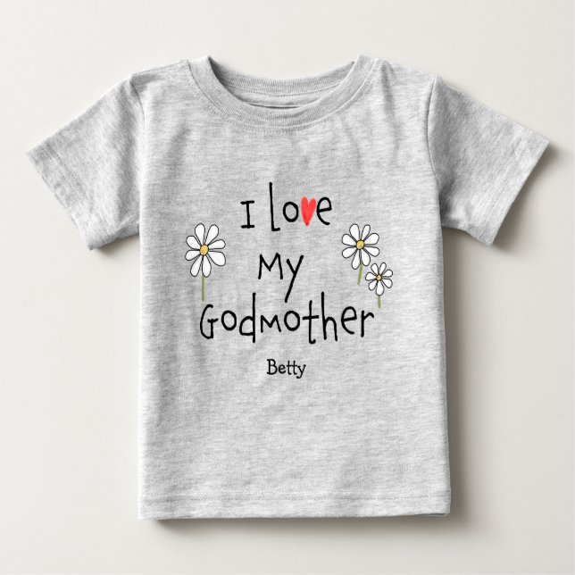 Camiseta Para Bebê Bonita Tendência Eu amo Minha Madrinha, Baby Tee (Frente)