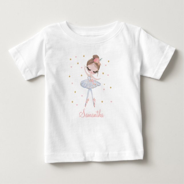 Camiseta Para Bebê Bonita Tutu Ballerina Personalizada Rapariga de An (Frente)
