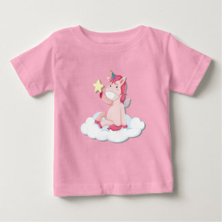 Camiseta Para Bebê Bonitinha Rosa Unicórnio
