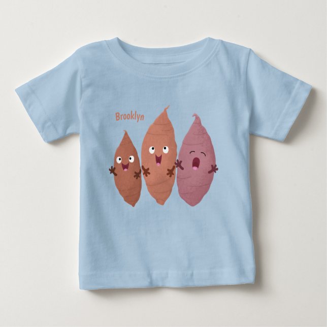 Camiseta Para Bebê Bonitinho cantando batata-doce legumes (Frente)