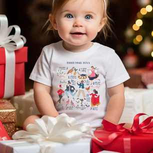 Camiseta Para Bebê Bonito 12 Dias de Natal Clássico infantil