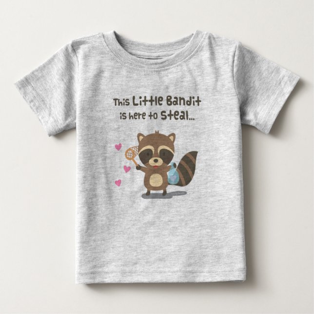 Camiseta Para Bebê Bonito Amor Mascarado Bandit Raccoon Para Bebês (Frente)
