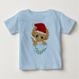 Camiseta Para Bebê Bonito Bebê Dino Natal