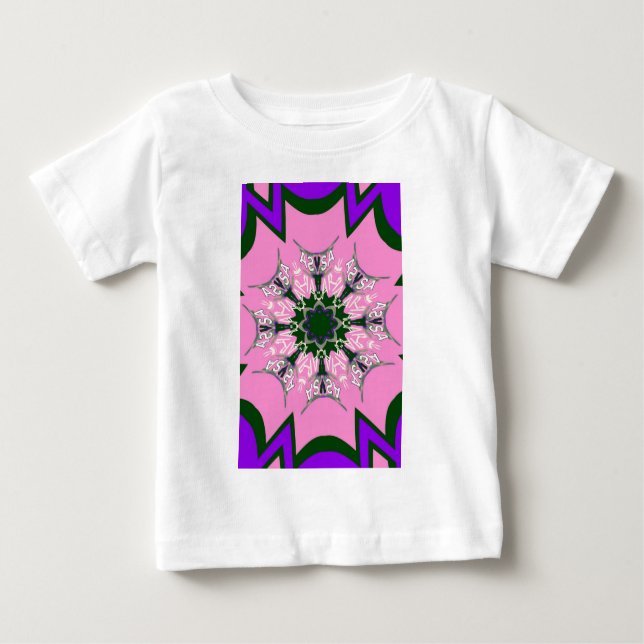 Camiseta Para Bebê Bonito bebê rosa púrpura motif monograma de (Frente)