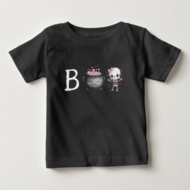 Camiseta Para Bebê Bonito Boo de Halloween (Frente)