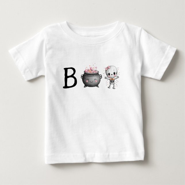 Camiseta Para Bebê Bonito Boo de Halloween (Frente)