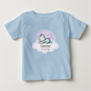 Camiseta Para Bebê Bonito Dinossauro Personalizado Nome Crianças Pija