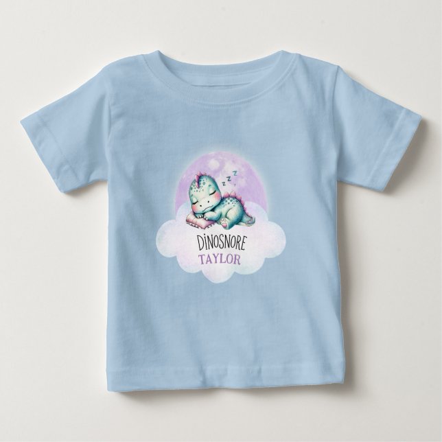 Camiseta Para Bebê Bonito Dinossauro Personalizado Nome Crianças Pija (Frente)