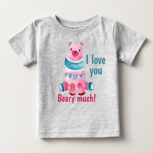 Camiseta Para Bebê Bonito eu amo você Beary muito! (Frente)