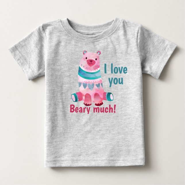 Camiseta Para Bebê Bonito Eu amo você muito! (Frente)