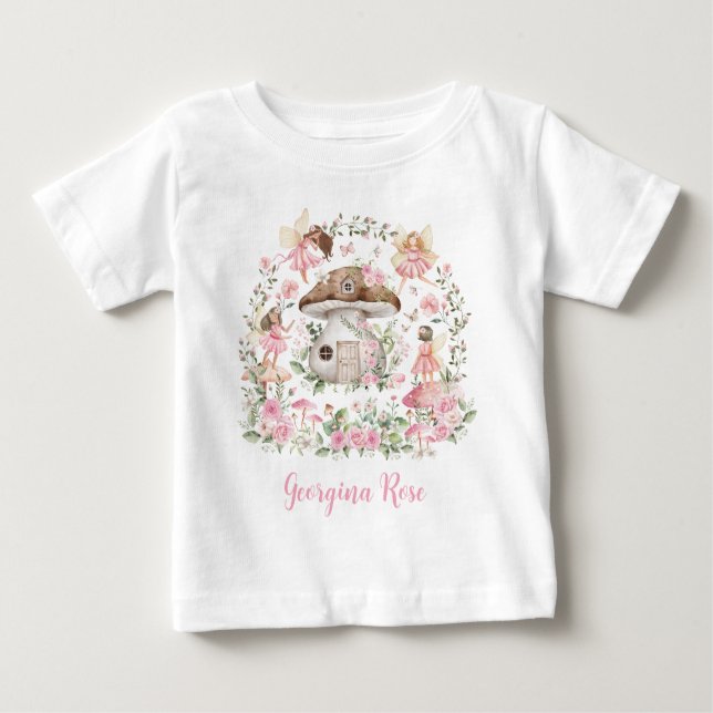 Camiseta Para Bebê Bonito Fada Floral Encantada (Frente)