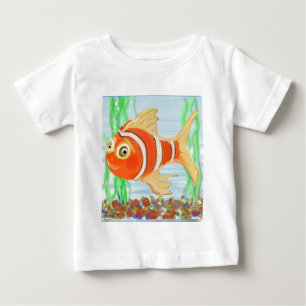 Camiseta Para Bebê Bonito Fishie Nadando Em Uma Piscina