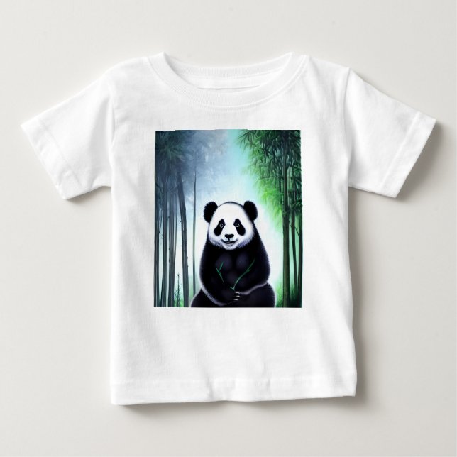 Camiseta Para Bebê Bonito, Fofinho Pequeno Urso de Panda (Frente)