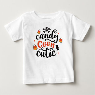 Camiseta Para Bebê Bonito Halloween Candy Corn Cutis Crianças Nome B