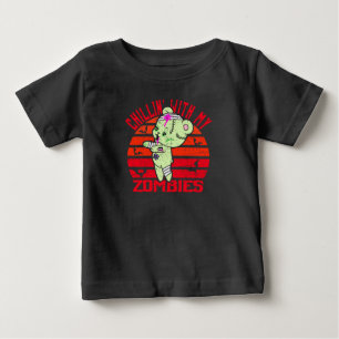 Camiseta Para Bebê Bonito Halloween morando com meu ursinho de pelúci