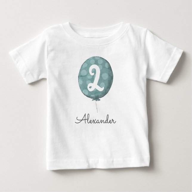 Camiseta Para Bebê Bonito Menino Balão segundo aniversário Toddler (Frente)