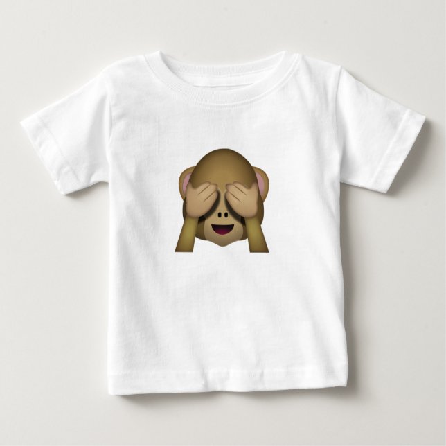 Camiseta Para Bebê Bonito não veja nenhum macaco mau Emoji (Frente)