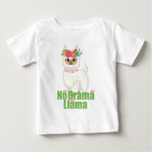 Camiseta Para Bebê Bonito nenhum lama do drama com coroa floral