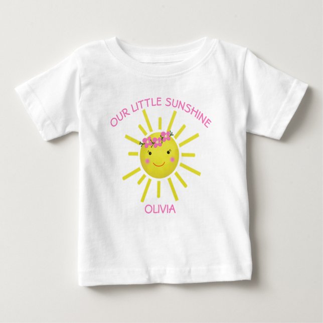 Camiseta Para Bebê Bonito Nosso Pequeno Aniversário De Sol (Frente)