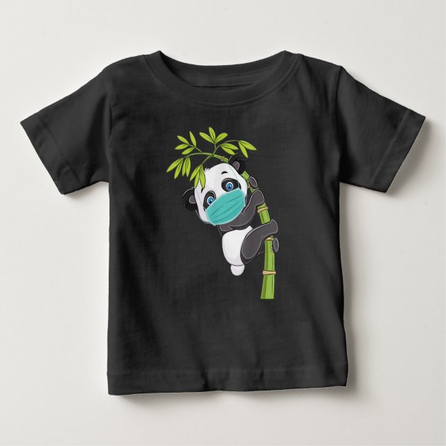 Camiseta Para Bebê Bonito Panda Veste Máscara Engraçado Panda Gift (Frente)