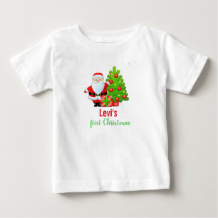 Camiseta Para Bebê Bonito Papai Noel de desenho animado no primeiro N