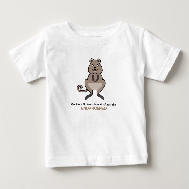 Camiseta Para Bebê Bonito QUOKKA - Austrália - Imagens animais ameaça (Frente)