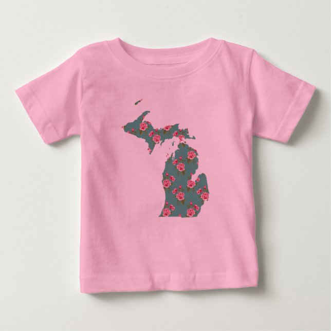 Camiseta Para Bebê Bonito Rosas Rosa | Michigan T-Shirt | Michigan (Frente)
