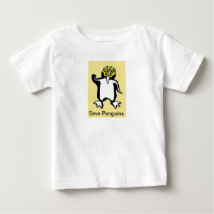 Camiseta Para Bebê Bonito - Save PENGUINS - Imagem animal ameaçada