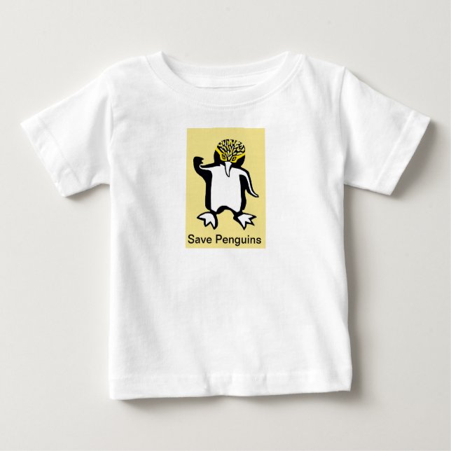 Camiseta Para Bebê Bonito - Save PENGUINS - Imagem animal ameaçada (Frente)