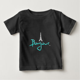Camiseta Para Bebê Bonjour (Olá) Paris