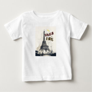 Camiseta Para Bebê Bonjour Skyline Marathon Paris