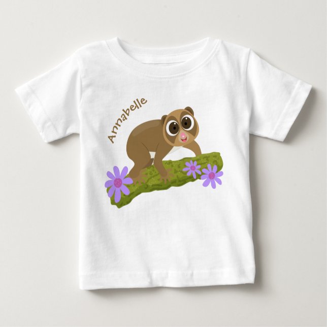Camiseta Para Bebê Bons e felizes loris em desenhos animados (Frente)