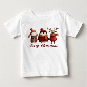 Camiseta Para Bebê Bons Papais noeis de Cartoons Felizes Feliz Natal