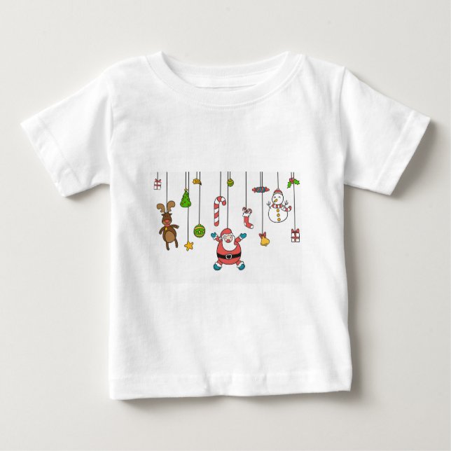 Camiseta Para Bebê Bons Papais noeis de desenho animado e amigos Nata (Frente)