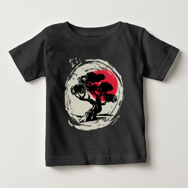 Camiseta Para Bebê Bonsai Art Japonês Sunset (Frente)