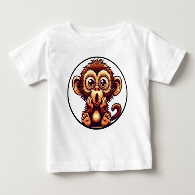 Camiseta Para Bebê Boo-Boo Monkey Baby Tee - Shocked Expression (Frente)